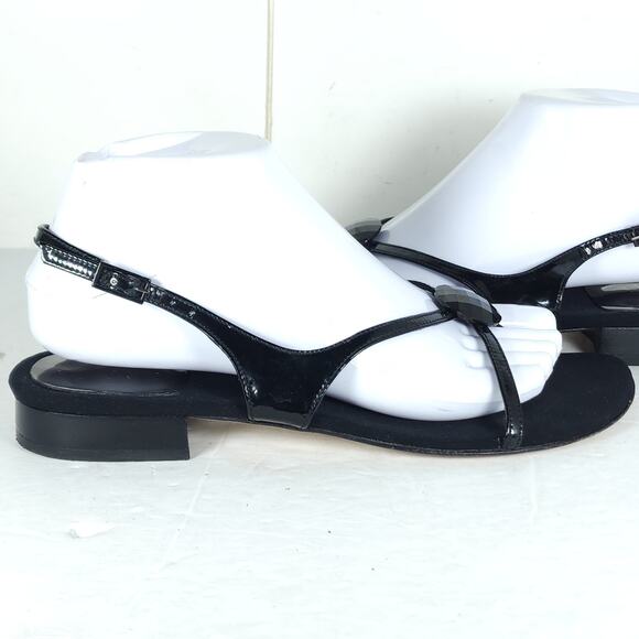 STUART WEITZMAN Women's US 8M Black Patent Leather Embellished Strappy Sandals - Picture 9 of 15
